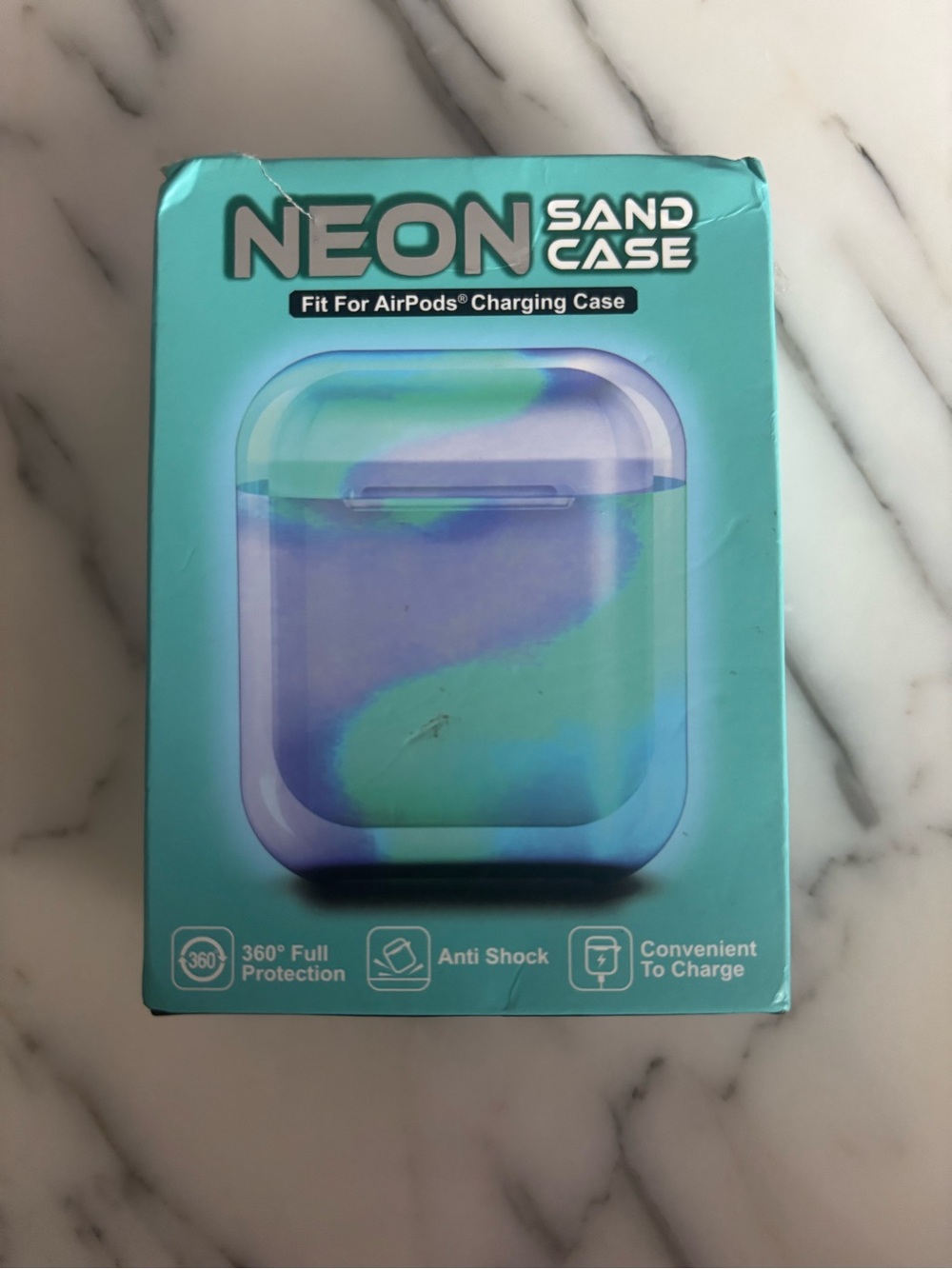 NEON Sand Case AirPods Charging Case - Aqua Teal & Purple Swirl